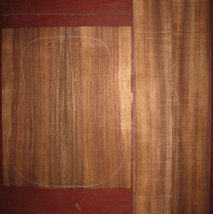 Koa OM/Dreadnought AAA $235
(2) back plates 8-7/8" x 21-3/4"
(2) side plates 5-1/4" x 32-1/2"
Air dried since 2006, 16" dred pattern shown, medium curl, rich color, straight and vertical grain.
set #138-1414 Koa OM/Dreadnought AAA $235
(2) back plates 8-7/8" x 21-3/4"
(2) side plates 5-1/4" x 32-1/2"
Air dried since 2006, 16" dred pattern shown, medium curl, rich color, straight and vertical grain.
set #138-1414