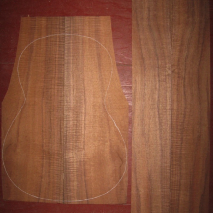 Koa Parlor/CL 3A-4A $300
(2) back plates 7-1/2" x 22"
(2) side plates 4-1/2" x 31-1/4"
Air dried since 2010, 14-5/8" classical pattern shown; rich color and striping and strong curl.
set #197-1462 Koa Parlor/CL 3A-4A $300
(2) back plates 7-1/2" x 22"
(2) side plates 4-1/2" x 31-1/4"
Air dried since 2010, 14-5/8" classical pattern shown; rich color and striping and strong curl.
set #197-1462
