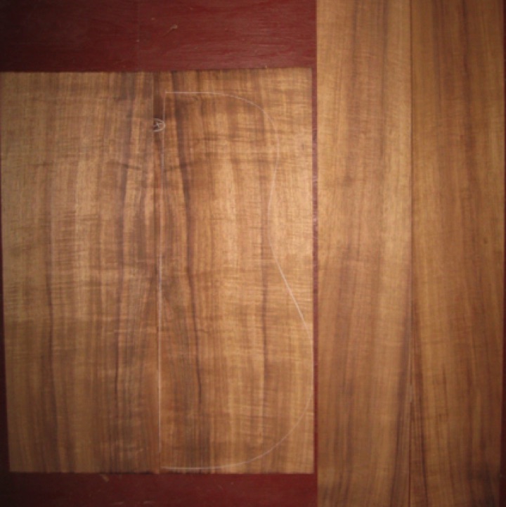 Koa OM/Dreadnought AA+ $180
(2) back plates 8-1/4" x 21-1/2"
(2) side plates 5" x 32"
Air dried since 2006, 16" dred pattern shown, vertical grain, lots of color variation, good curl throughout.
set #136-1613 Koa OM/Dreadnought AA+ $180
(2) back plates 8-1/4" x 21-1/2"
(2) side plates 5" x 32"
Air dried since 2006, 16" dred pattern shown, vertical grain, lots of color variation, good curl throughout.
set #136-1613