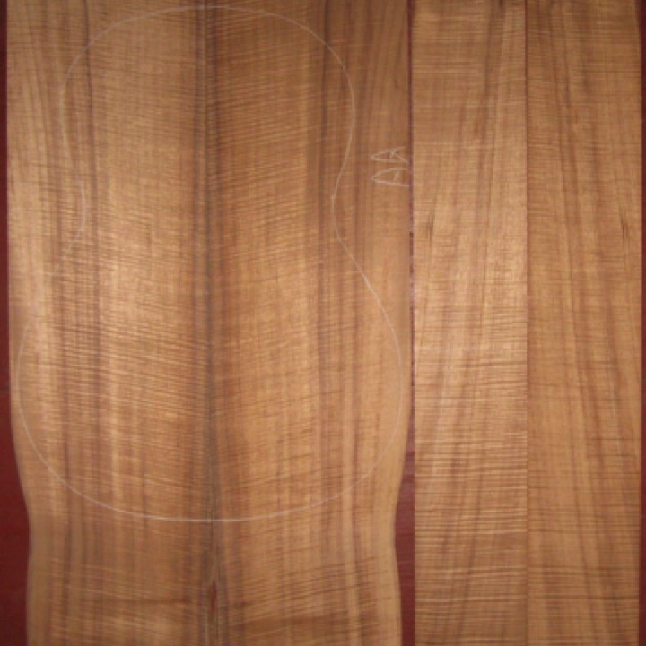 Koa 00/CL 4A $525
(2) back plates 8" x 27-1/2" (taper as seen)
(2) side plates 4-1/4" x 34"
Air dried since 2005, shown w/ 14-5/8" classical pattern. Premium color and fiddleback curl.
set #118-1732 Koa 00/CL 4A $525
(2) back plates 8" x 27-1/2" (taper as seen)
(2) side plates 4-1/4" x 34"
Air dried since 2005, shown w/ 14-5/8" classical pattern. Premium color and fiddleback curl.
set #118-1732