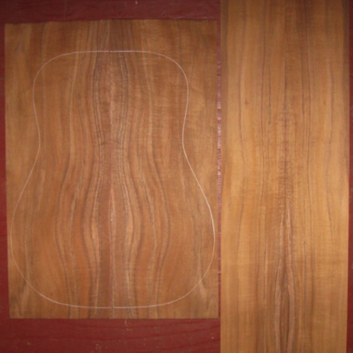 Koa OM/Dreadnought AAA $320
(2) back plates -8-1/4" x 23-1/2
(2) side plates 5" x 33-7/8"
Air dried since 2010, 16" dred pattern shown, strong tight flame-curl; rich orange-brown colors.
set #193-1775 Koa OM/Dreadnought AAA $320
(2) back plates -8-1/4" x 23-1/2
(2) side plates 5" x 33-7/8"
Air dried since 2010, 16" dred pattern shown, strong tight flame-curl; rich orange-brown colors.
set #193-1775