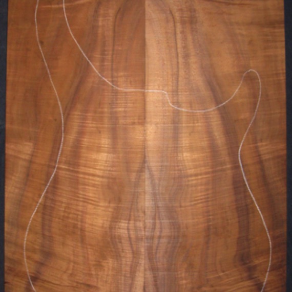 Koa Electric/Bass Top 4A $185
(2) top plates 7-3/8" x 23-1/2", ~1/2" thick
Air dried since 2006, .460" thickness, 13" x 18-1/2" pattern shown, strong flame, esp. lower bout.
set #165-1319 Koa Electric/Bass Top 4A $185
(2) top plates 7-3/8" x 23-1/2", ~1/2" thick
Air dried since 2006, .460" thickness, 13" x 18-1/2" pattern shown, strong flame, esp. lower bout.
set #165-1319