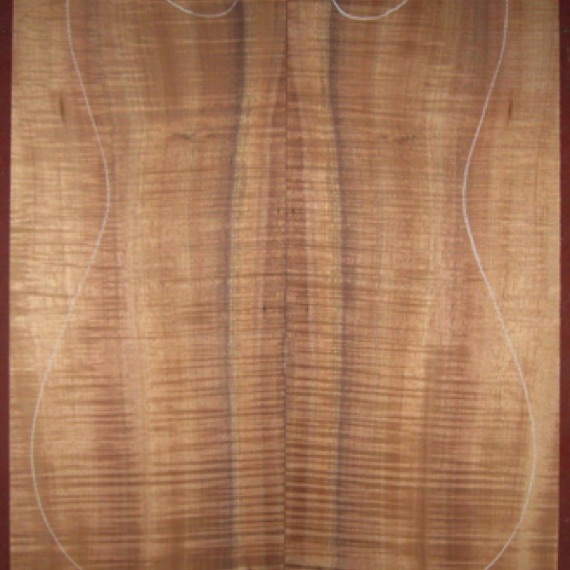 Koa Electric/Bass Top 4A $200
(2) top plates 7" x 21-3/4"
Air dried since 2017, 13" x 18-1/2" pattern shown, premium curl, color, stripes.
(2) consecutive sets available   -   set #199-1930