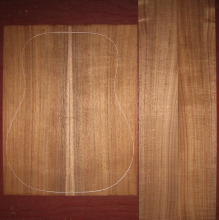 Koa OM/Dreadnought AA+ $190
(2) back plates 8-1/2" x 21-1/2"
(2) side plates 5" x 32"
Air dried since 2016, 16" dred pattern shown, straight grain, vertical grain, tight curl.
set #178-1948 Koa OM/Dreadnought AA+ $190
(2) back plates 8-1/2" x 21-1/2"
(2) side plates 5" x 32"
Air dried since 2016, 16" dred pattern shown, straight grain, vertical grain, tight curl.
set #178-1948