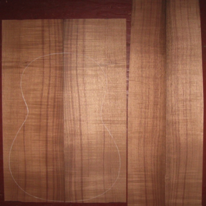 Koa CL/Parlor AAA+ $300
(2) back plates 8" x 24"
(2) side plates 5" x 31" (tapers to 4-1/2")
Air dried since 2017, 14-5/8" CL pattern shown, straight & vertical grain, full curl. Handsome koa.
set #200-2005 Koa CL/Parlor AAA+ $300
(2) back plates 8" x 24"
(2) side plates 5" x 31" (tapers to 4-1/2")
Air dried since 2017, 14-5/8" CL pattern shown, straight & vertical grain, full curl. Handsome koa.
set #200-2005