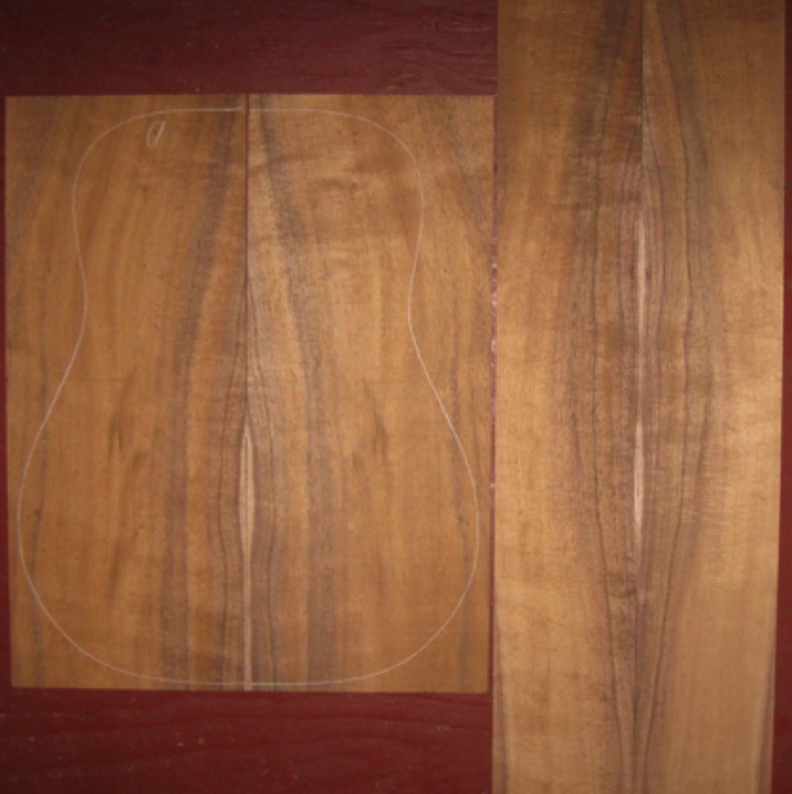 Koa OM/Dreadnought AAA $340
(4) top-back plates 8-1/2" x 21"
(2) side plates 5" x 32-3/4"
16" dred pattern shown, air-dried since 2013, rich red-brown, tight curl. Gorgeous koa.
set #161-2102 Koa OM/Dreadnought AAA $340
(4) top-back plates 8-1/2" x 21"
(2) side plates 5" x 32-3/4"
16" dred pattern shown, air-dried since 2013, rich red-brown, tight curl. Gorgeous koa.
set #161-2102