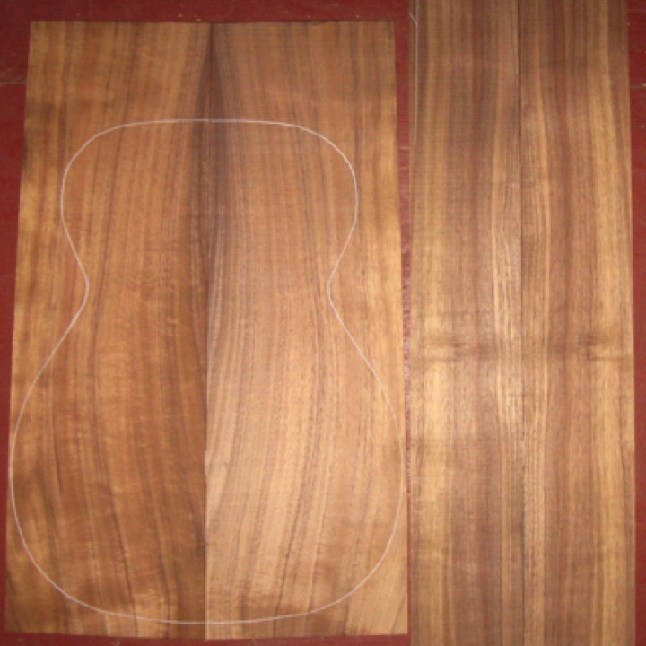 Koa OM/CL AA $130
(2) back plates 7-3/4" x 24-1/4" (tapers to 7-1/4")
(2) side plates 4-3/8" x 32-1/4"
Air dried since 2010, 15-1/4" OM pattern shown, good color and stripes, light-med flame.
set #193-2246 Koa OM/CL AA $130
(2) back plates 7-3/4" x 24-1/4" (tapers to 7-1/4")
(2) side plates 4-3/8" x 32-1/4"
Air dried since 2010, 15-1/4" OM pattern shown, good color and stripes, light-med flame.
set #193-2246