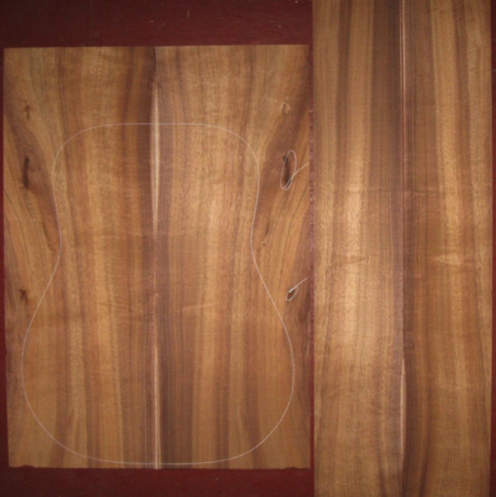 Koa OM/Dreadnought AA $140
(2) back plates 9" x 25"
(2) side plates 5-1/4" x 32-3/8"
Air dried since 2013, 16" dred pattern shown, good color and stripes, light curl.
set #161-2450 Koa OM/Dreadnought AA $140
(2) back plates 9" x 25"
(2) side plates 5-1/4" x 32-3/8"
Air dried since 2013, 16" dred pattern shown, good color and stripes, light curl.
set #161-2450