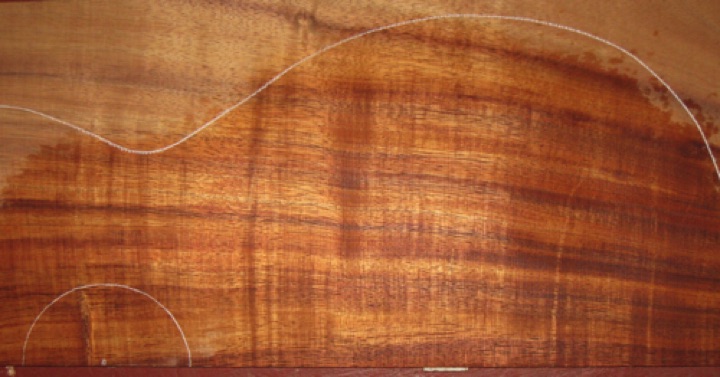 closeup, wetted
set #162-2530
A beautiful set discounted due to a couple minor flaws. There is a knot shadow that can be placed in soundhole cutout (photo above). Also a tiny tight knot at upper bout of back (left photo, circled on rightmost plate). closeup, wetted
set #162-2530
A beautiful set discounted due to a couple minor flaws. There is a knot shadow that can be placed in soundhole cutout (photo above). Also a tiny tight knot at upper bout of back (left photo, circled on rightmost plate).