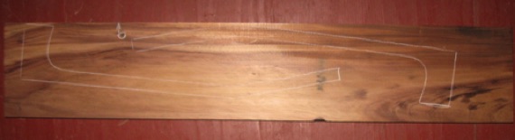 Koa Guitar Neck Blank A $150
36-3/4" x 6-3/4", 2" thick
Style C. Air dried since 2010, Flatsawn faces, vertical grain on edges, knot outside pattern.
face #1   -   blank #196-1718