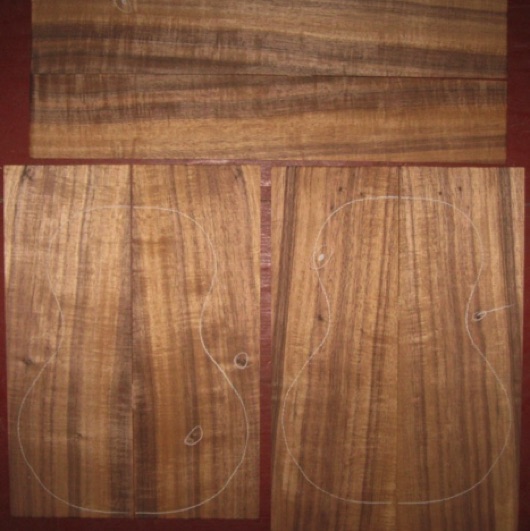 Koa Tenor 'Ukulele AAA $75
(4) top-back plates 5" x 14"
(2) side plates 3-1/4" x 18-3/4"
Air dried since 1996, tenor pattern shown, medium curl, rich color-striping.
set #191-1455 Koa Tenor 'Ukulele AAA $75
(4) top-back plates 5" x 14"
(2) side plates 3-1/4" x 18-3/4"
Air dried since 1996, tenor pattern shown, medium curl, rich color-striping.
set #191-1455