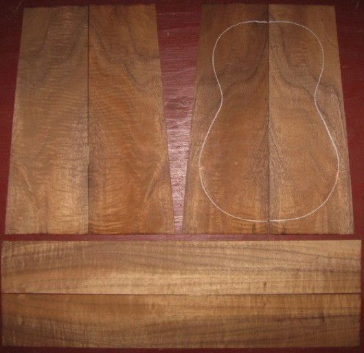 Koa Soprano Ukulele AA+ $65
(4) top-back plates 4" x 11" (tapers to 3-1/4")
(2) side plates 2-1/2" x 15"
Air dried since 2005, flatsawn top/back, vertical
grain sides; good curl/flame.
set #165-2084 Koa Soprano Ukulele AA+ $65
(4) top-back plates 4" x 11" (tapers to 3-1/4")
(2) side plates 2-1/2" x 15"
Air dried since 2005, flatsawn top/back, vertical
grain sides; good curl/flame.
set #165-2084