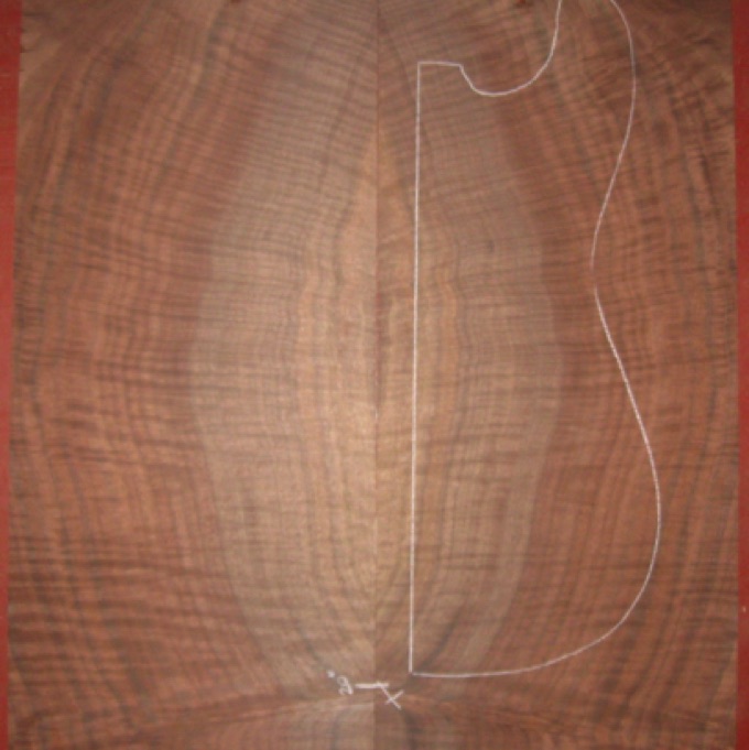 Walnut Elec/Bass Top 5A $100
(2) top plates 9-1/2" x 23", .145" (3.7mm) thick
Air dried since 2002, 13" x 18-1/2" electric pattern shown, primo curl and color.
set #100-2231 Walnut Elec/Bass Top 5A $100
(2) top plates 9-1/2" x 23", .145" (3.7mm) thick
Air dried since 2002, 13" x 18-1/2" electric pattern shown, primo curl and color.
set #100-2231