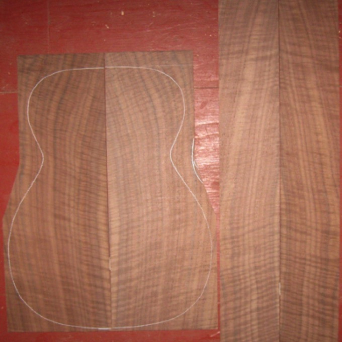 Walnut OM/CL 4A $150
(2) back plates 8" x 21" (tapers to 6-1/2")
(2) side plates 4-1/2" x 33"
Air dried since 2002, 15-1/4" OM pattern shown, vertical grain, strong curl, gorgeous color.
set #100-2425 Walnut OM/CL 4A $150
(2) back plates 8" x 21" (tapers to 6-1/2")
(2) side plates 4-1/2" x 33"
Air dried since 2002, 15-1/4" OM pattern shown, vertical grain, strong curl, gorgeous color.
set #100-2425