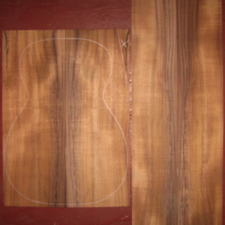 Koa 0/Parlor A+ $65
(2) back plates 7" x 19-5/8"
(2) side plates 4-1/2" x 33-3/4"
Air dried since 2016, 13-1/2" 0 pattern shown; lots of color w/medium flame.
set #181-2074 Koa 0/Parlor A+ $65
(2) back plates 7" x 19-5/8"
(2) side plates 4-1/2" x 33-3/4"
Air dried since 2016, 13-1/2" 0 pattern shown; lots of color w/medium flame.
set #181-2074
