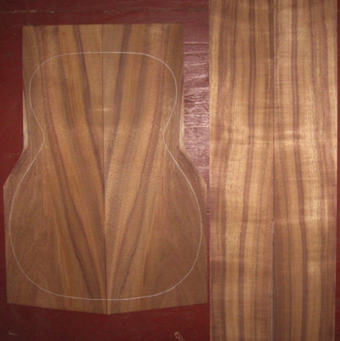 Koa OM/CL A + $90
(2) back plates 8" x 23"
(2) side plates 5" x 32"
Air dried since 2013, 15-1/4" OM pattern shown, bold stripes and light curl.
set #161-2368 Koa OM/CL A + $90
(2) back plates 8" x 23"
(2) side plates 5" x 32"
Air dried since 2013, 15-1/4" OM pattern shown, bold stripes and light curl.
set #161-2368