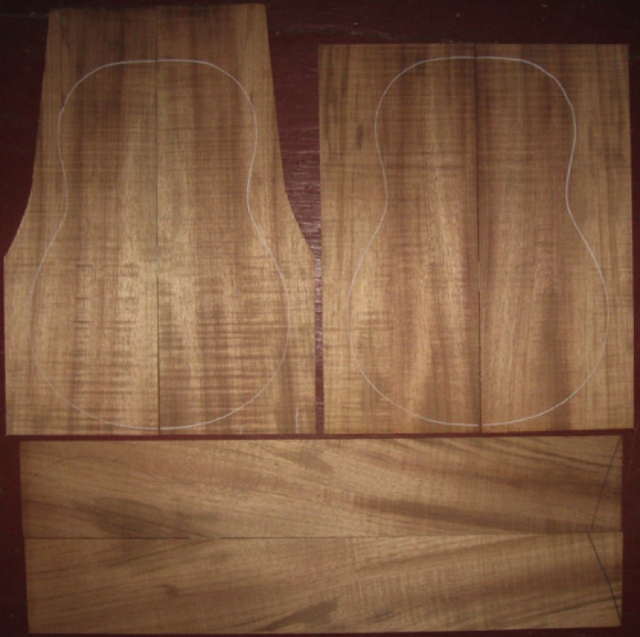 Koa Tenor Ukulele AAA $110
(4) top-back plates 5-1/8" x 12-3/4" (tapers)
(2) side plates 3-1/4" x 20"
Air dried since 1990s, tenor pattern shown, good curl.
set #219-2405 Koa Tenor Ukulele AAA $110
(4) top-back plates 5-1/8" x 12-3/4" (tapers)
(2) side plates 3-1/4" x 20"
Air dried since 1990s, tenor pattern shown, good curl.
set #219-2405