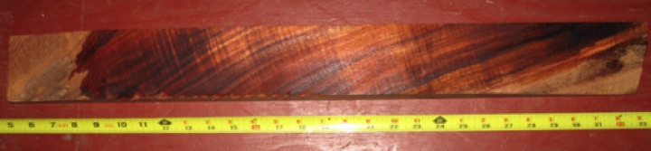 face #2   -   board #87-1706

Tapers to 1" thickness on one end (at left) and to 1/4" at one edge on the other end. Full 1-15/16" thickness for 15-1/2" length. Inquire for additional photos.
