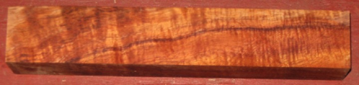 Curly koa 2 boards for $35 + $8.75 shipping
Consecutive-cut boards, each 1-1/2" x 1-1/2" x  9-3/8", lightly sanded. TIght curl w/whorl in board #2. Air dried since 2005. 
board #1   -   2 boards #119-2179